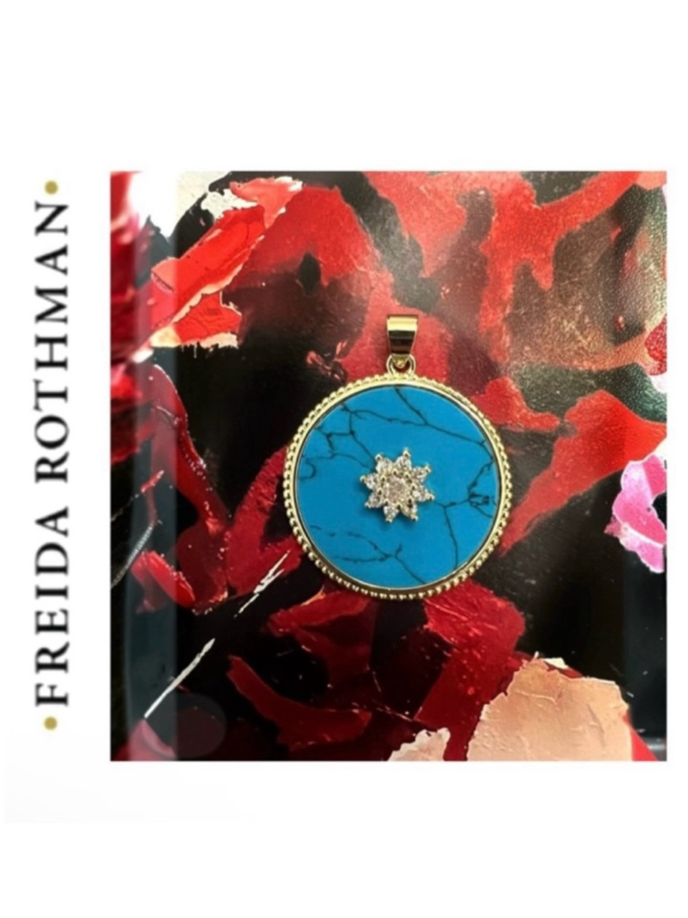 Freida Rothman Vault Semi-Precious Stone Turquoise Brass Based Pendant